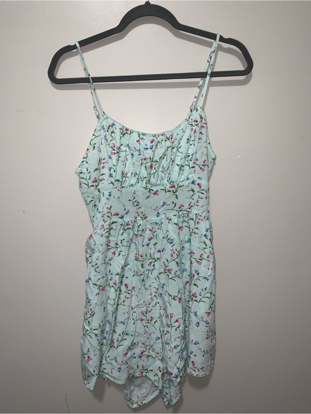 Ci Sono Mint Floral Spaghetti-Strap Romper